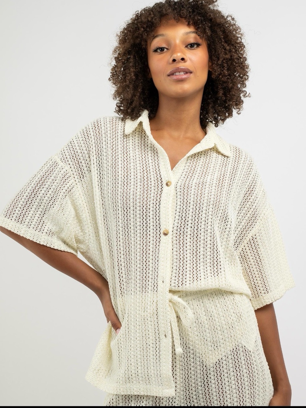 NWT Billabong Largo Crochet Overshirt Salt Crystal Size S Beach Cover Up